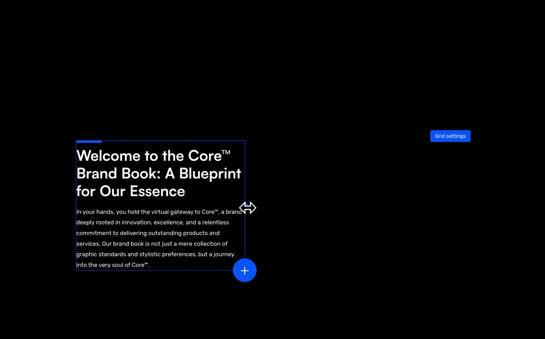 Aadapting size of interactive text card on corebook°